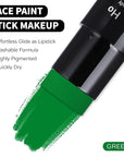 Go Ho Dark Green Face Body Paint Stick,Water Based Washable Green Face Paint Stick,Full-coverage Cream Green Body Paint for Halloween Cosplay SFX Witch Hulk Makeup,St Patricks Day Accessories