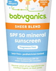 Babyganics SPF 50 Mineral Sunscreen Lotion, Sheer Blend, UVA UVB Protection, Octinoxate & Oxybenzone Free, Water Resistant, Fragrance Free, 3 oz