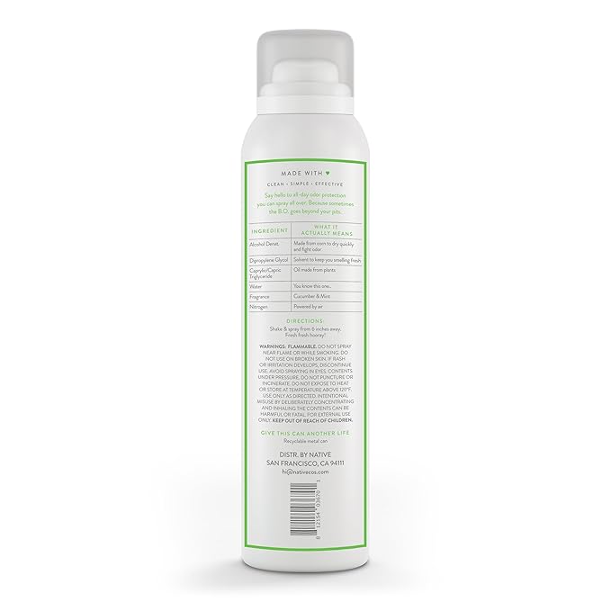 Native Deodorant & Body Spray Contains Naturally Derived Ingredients | Deodorant for Women and Men, All Day Odor Protection, Aluminum and Hydrocarbon Propellant Free | Cucumber & Mint