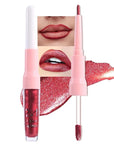 evpct Dark Red Metallic Glitter Lip Liner and Lipstick Combo Lip Gloss Stain Set Makeup for Women Long Lasting Waterproof 24, Wine Red Frosted Metallic Shimmer Glossy Chrome iridescent Liquid Lipstick
