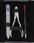 3 Swords Germany - brand quality 7 piece manicure pedicure kit set - nail care tools by 3 Swords - black genuine leather
