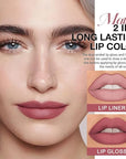 Kaely 2-in-1 Matte Lipstick and Lip Liner, Liquid Lip Stain Makeup for women Long Lasting Waterproof Smudge Proof, labiales matte mate larga duracion listip 24 hours originales, 29 Antique Rose