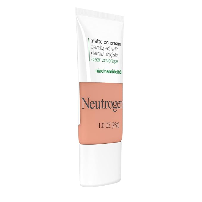 Neutrogena Clear Coverage Flawless Matte CC Cream, Full-Coverage Cool Almond, 1 oz