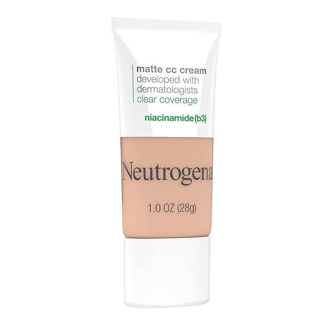 Neutrogena Clear Coverage Flawless Matte CC Cream, Full-Coverage Barley Beige, 1 oz