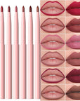 evpct 6Pcs Retractable Lip Liner Pencils Set Pack for Shaping & Sculpting Lips, Ruby Mauve Red Rose Nude Pink Plum Purple Taupe Brown Creamy Matte Gel Lip Liner Lipliners Pencil delineador de labios