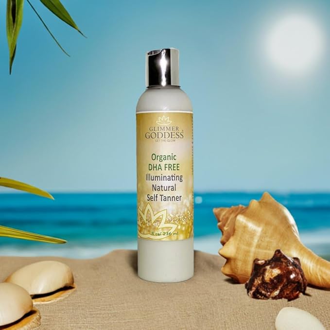 Glimmer Goddess Organic DHA FREE Self Tanner - (Dark) Sunless Tanning Lotion 8 oz