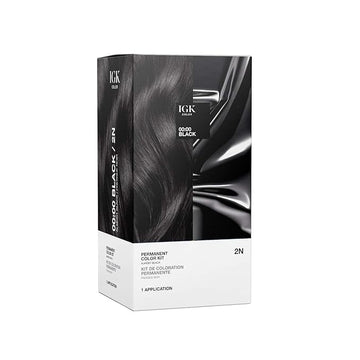 IGK Permanent Hair Dye Color Kit | 2N 00:00 - Black | 100% Gray Color Coverage | Ammonia Free