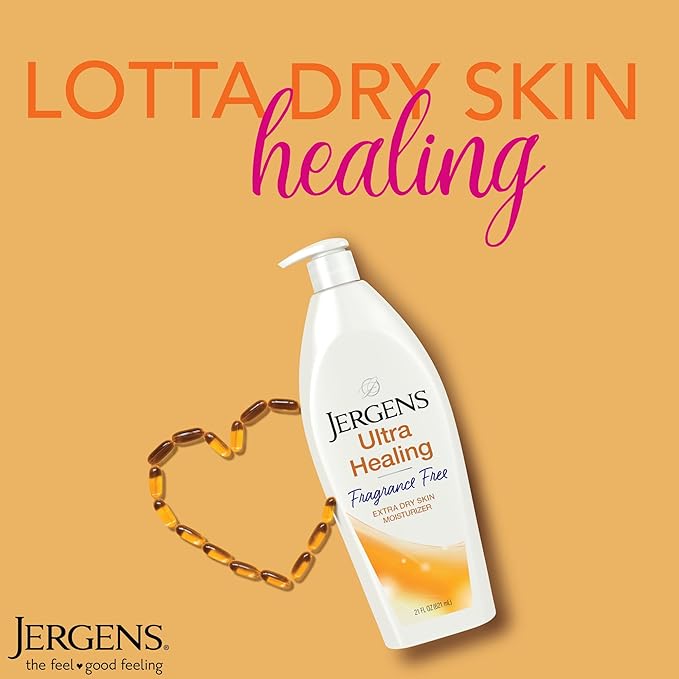 Jergens Hand and Body Lotion, Ultra Healing Dry Skin Moisturizer, Fragrance Free Lotion, Sensitive Skin Lotion, 21 Oz (Pack of 2)
