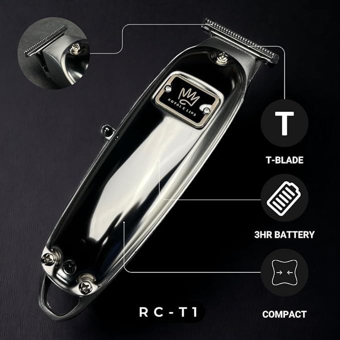 Royal Clips Hair and Beard Fade Kit – Professional Clipper, Trimmer & Foil Shaver Bundle for Men, Complete Haircut Set for Barbers, Home Use & Grooming – 5-Hour Battery, 10pcs Limit Combs, Silver