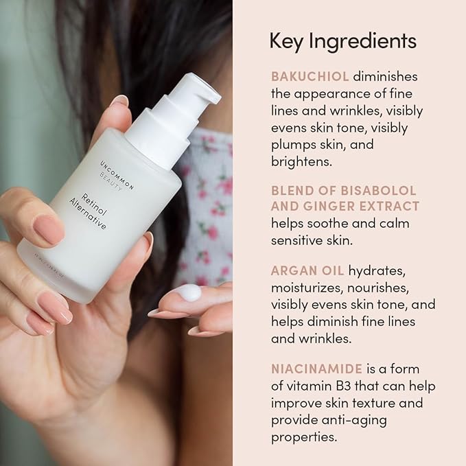 Uncommon Beauty Retinol Alternative with Bakuchiol - Reduces the Look Of Wrinkles - All Skin Types, Vegan, Cruelty Free, 1.35 Fl OZ