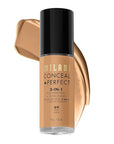 Milani Conceal + Perfect 2-in-1 Foundation + Concealer for a Flawless Complexion, Under Eye Corrector, Cover Redness and Imperfections, Waterproof and Sweatproof - Tan