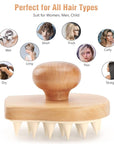 Scalp Massager Shampoo Brush, Wooden Wet and Dry Hair Scalp Care Brush, Shower Brush Scalp Scrubber Exfoliator with Soft Silicone Bristles for Dandruff Removal, Hair Growth (Beige)
