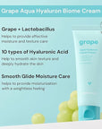 THANKYOU FARMER Grape Aqua Hyaluron Biome Cream, 10 Types Hyaluronic Acid, Non-Comedogenic, Dewy Soft Skin, Lactobacillus Ferment, Korean Moisturizer for Oily Skin 2.81 fl.oz 80ml