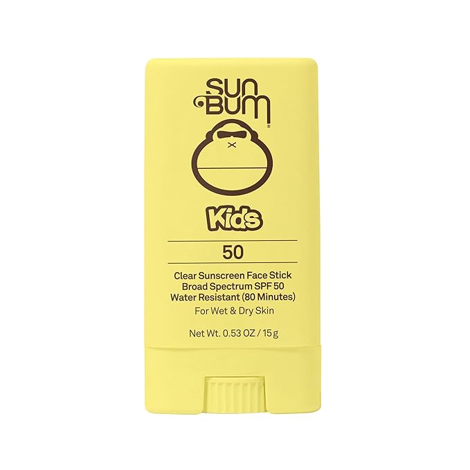 Sun Bum Kids SPF 50 Clear Face Stick Sunscreen - Wet or Dry Skin Application Broad Spectrum Sunscreen with Vitamin E - Hawaii 104 Act Compliant (Without Octinoxate & Oxybenzone) - Travel Size 0.53 oz