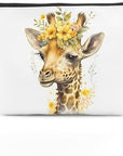 Floral giraffe elephant cosmetic bag