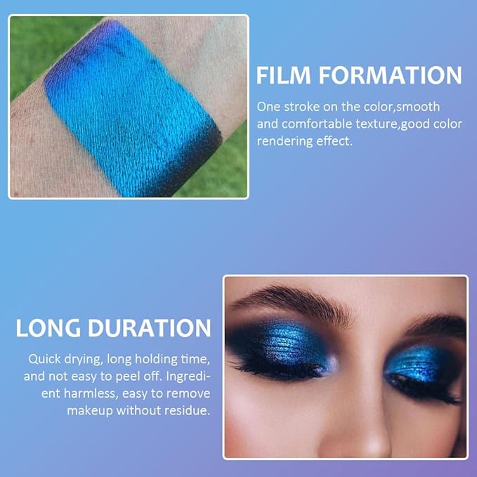 AMY'S DIARY Blue Duochrome MultiChrome Chameleon Liquid Metallic Eyeshadow, High-Impact Multi-Dimensional Finish,Silky Smooth and High Pigment Holographic Glitter Eyeshadow Makeup (#05)