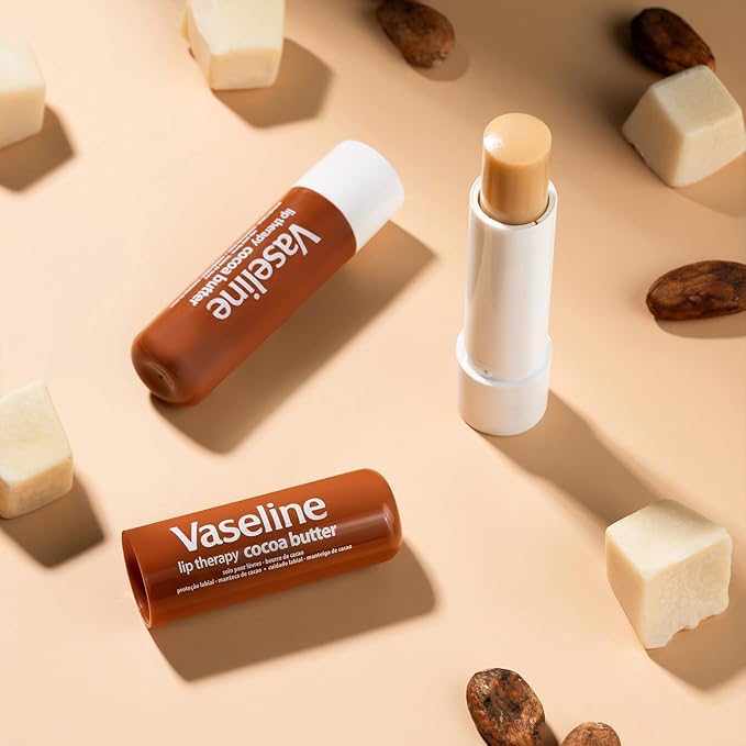 Vaseline Lip Therapy Variety 4-Pack – Cocoa Butter + Aloe Vera Moisturizing Lip Balm with Vitamin E, 0.16 Oz Ea
