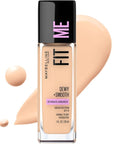 Maybelline Fit Me Dewy + Smooth Liquid Foundation Makeup, Porcelain, 1 Count (Packaging May Vary)