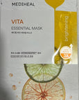 Mediheal Best Korean Sheet Mask - Vita Essential Face Mask 4 Sheets Vitamin Mask For All skin types Smoothing Tightening Toning up Brightening