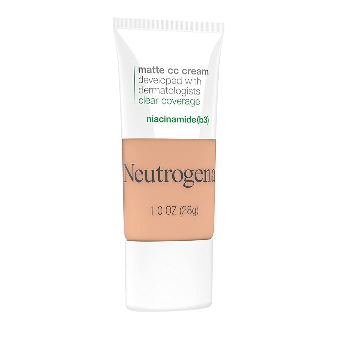 Neutrogena Clear Coverage Flawless Matte CC Cream, Full-Coverage Free, Sand, 1 oz