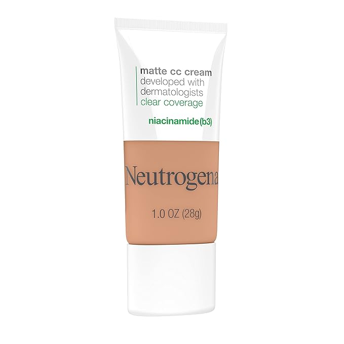 Neutrogena Clear Coverage Flawless Matte CC Cream, Full-Coverage Warm Linen, 1 oz