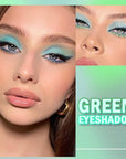 Matte Light Green Glitter Eye Shadow Makeup Palette 4 Colors, Highly Pigmented Mint And Seafoam Green Waterproof Eyeshadow Palette For Woman