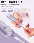 Professional Manicure Pedicure Kit, Cordless Electric Nail File Set, Rechargeable Pedicure Tools for feet, 5 Speeds Hand Foot Care Nail Drill for Thick Nail Toenail Cuticle Women Men Baby Pets-Purple