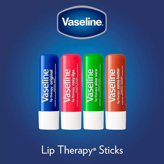 Vaseline Lip Therapy Original 8-Pack – Moisturizing Lip Balm for Very Dry Lips, 0.16 Oz Ea