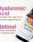 GLEOW Retinol Serum for Face with Hyaluronic Acid, Retinol for Face Is Suitable for All Skin Types, Hydrating Serum Women and Men Plumps Youthful Appearance 2oz
