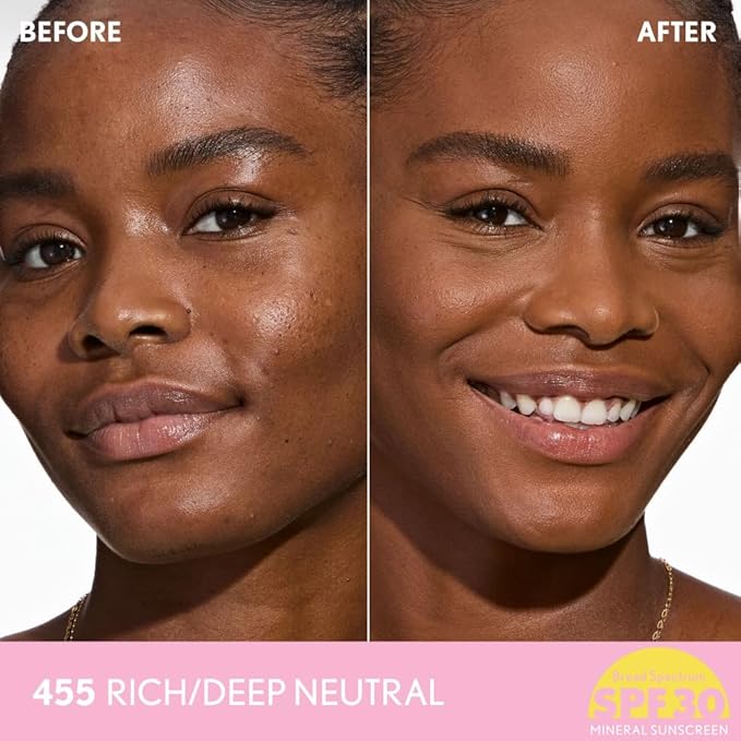 COVERGIRL Clean Fresh Blurring Skin Tint with SPF 30, 455 Rich/Deep Neutral, Liquid Foundation, Soft Matte Finish, Smooths, Brightens, Blurs Pores, Mineral Sunscreen, Vegan Formula