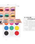 Rainbow Eyeshadow Palette - 9 Colors, High Pigmented, Bright Neon, Waterproof & Natural Finish