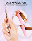 KIARA SKY Clear Crystal Acrylic Nail Brush - Professional Nail Tool - Nail Kolinsky Brush - 100% Kolinsky Hand Crafted Nail Tools - Long Lasting Nail Acrylic Brush, #12