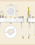 WinZo 40" Vanity Desk with Mirror and Lights, Small Makeup Vanity Table with 2 Storage Drawers and Charging Station, 3 Color Touch Screen Stylish Dressing Table for Small Spaces & Bedroom, White