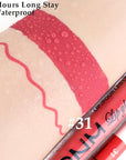 evpct 2Pcs Rose Red Pink Mauve Neutral Color Lip Liner and Matte Lipstick Makeup Sets Vegan Lipstick Lip Liner and Gloss Set Lip Stain Long Lasting Waterproof 24 31#