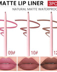 evpct 3Pcs Retractable Lip Liner Pencils Set Pack for Shaping & Sculpting Lips, Pink Chestnut Maroon Dark Taupe Brown Creamy Matte Velvet Pigmented Lip Liner lipliners Crayon Lipstick,09 + 10 + 12