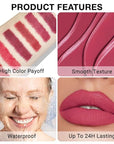 evpct Silky Lip Liner Pencil Retractable, Ruby Red Smooth Lip Liner Creamy Velvet Lipliner Long-Lasting for Korean Makeup Contouring Matte Lip High Pigmented Rich Colors Crayon Lipstick Pen 02