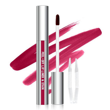 Cilrofelr Peel Off Lip Liner Stain, Long Wear Tattoo Lip Liner with Tweezer, Peel Off Lip Stain with Matte Finish, Long Lasting, Waterproof, Transfer-proof, Highly Pigmented Color (Berry)