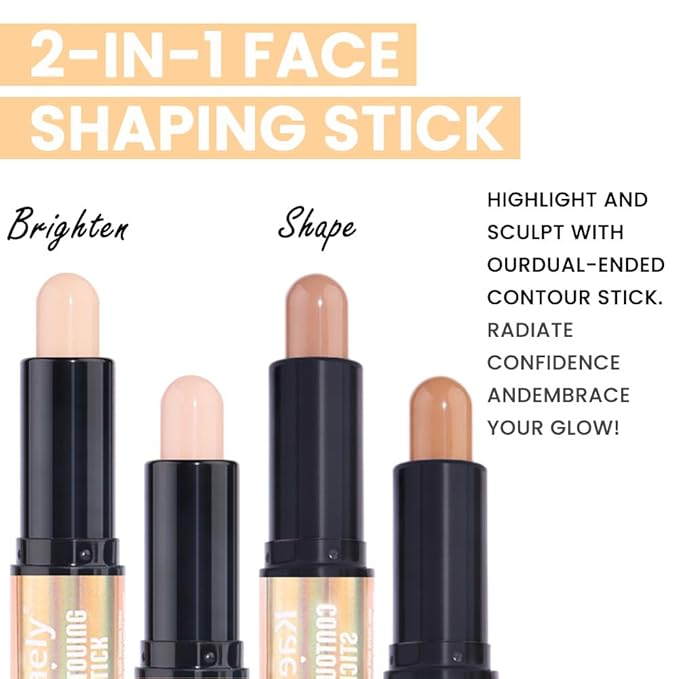 Kaely 2Pcs Cream Bronzer Highlighter Stick,Face Shaping Contouring Shades Makeup,15+17