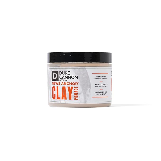 Duke Cannon Supply Co. News Anchor Clay Pomade - Flexible Hold, Matte Finish, 4 oz.