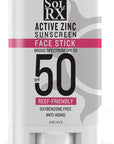 SolRX MINERAL SPF 50 Sunscreen Stick for Face - Zinc Oxide Sunsceen Stick, Clear, Non-Greasy