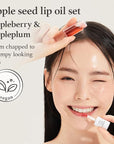 NOONI Korean Hydrating Lip Oil Set - Appleberry & Appleplum | Long-Lasting, Moisturizing, Plumping, Revitalizing for Dry Lips, Waterproof, No Peel Off 0.12 FL Oz x 2ea