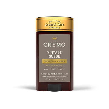Cremo Vintage Suede Antiperspirant & Deodorant for Men, 48-hour Sweat and Odor Protection, 2.65oz