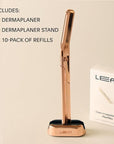 The Leaf Dermaplaner Kit, Fig - Plastic-Free Facial Razor and Exfoliating Tool Set; Includes 1x Dermaplaner, 1x Stand, 10x Refills