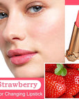 Kaely 2Pcs Strawberry Hydrating Lipstick Tinted Lip Balm, Color Changing PH Lipstick Makeup, Korean Magic Lip Stain Long Lasting Waterproof, labiales magicos 24 horas originales