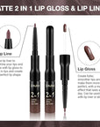 Kaely 2-in-1 Matte Lipstick and Lip Liner, Liquid Lip Stain Makeup for women Long Lasting Waterproof Smudge Proof, labiales matte mate larga duracion listip 24 hours originales, 06 Chocolate