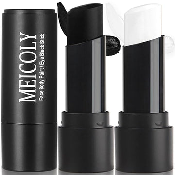 MEICOLY Black White Face Body Paint Stick Set,Waterproof Face Paint Stick for Adults and Kids,Clown White Makeup,Face Painting for Halloween SFX Skull Zombie Skeleton Goth Makeup