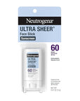 Neutrogena Ultra Sheer Face Sunscreen Stick SPF 60, Sensitive Skin Care, Mess-Free Broad Spectrum Sun Protection, Water Resistant Travel Size Sunscreen for Face, Oxybenzone-Free, .47 oz