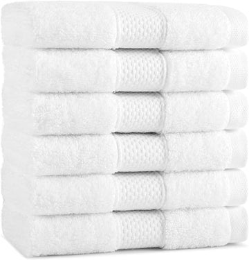 Aston & Arden Egyptian Wash Cloths - Pack of 6 - Oversized Ultra Soft Thick & Absorbent, 100% Ringspun Egyptian Cotton Bathroom Towel for Spa, Hotel, 600 GSM, 13 x 13 in, White