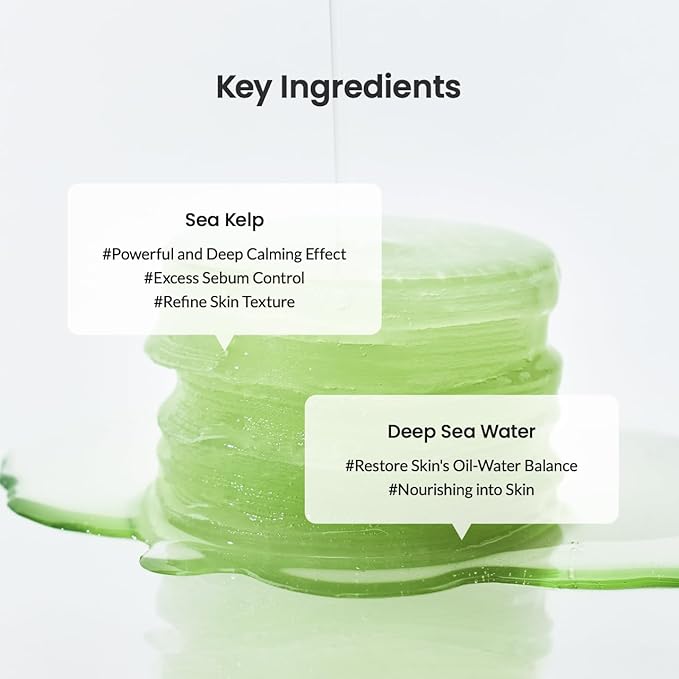 Biodance Sea Kelp Gel Toner Pads, Calming, Soothing, Sebum Control, Hydrating | 4.93 fl.oz.(140g), 60Pads