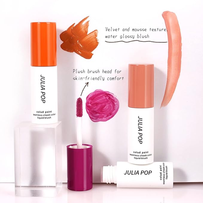 AKARY Velvet Mousse Liquid Blush Makeup for Cheeks, (Fine Flash))